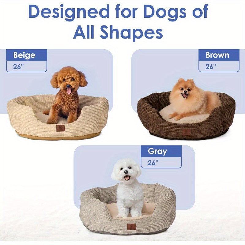 26" Clamshell Cuddler Dog Bed for Medium & Large Dogs - Plush Popcorn Texture, Non-Slip Bottom, Machine Washable, Ultra-Soft Polyester with High-Loft Support, Stylish Pet Bed for Hardwood & Tile Floors, Big Dog Bed, Cozy Indoor Resting, Elegant Pet