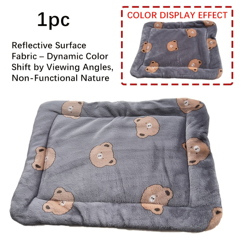 Extra Warm Winter Plush Pet Mat - Thick Soft Cushioned Bed with Cute, Non-Slip Washable Small animal mattress for Cats, Rabbits, Small Dogs - Easy Clean Indoor/Outdoor use, 45x35cm (17.7x13.8in), 3 Colors - Ideal Gift for Pet Lovers