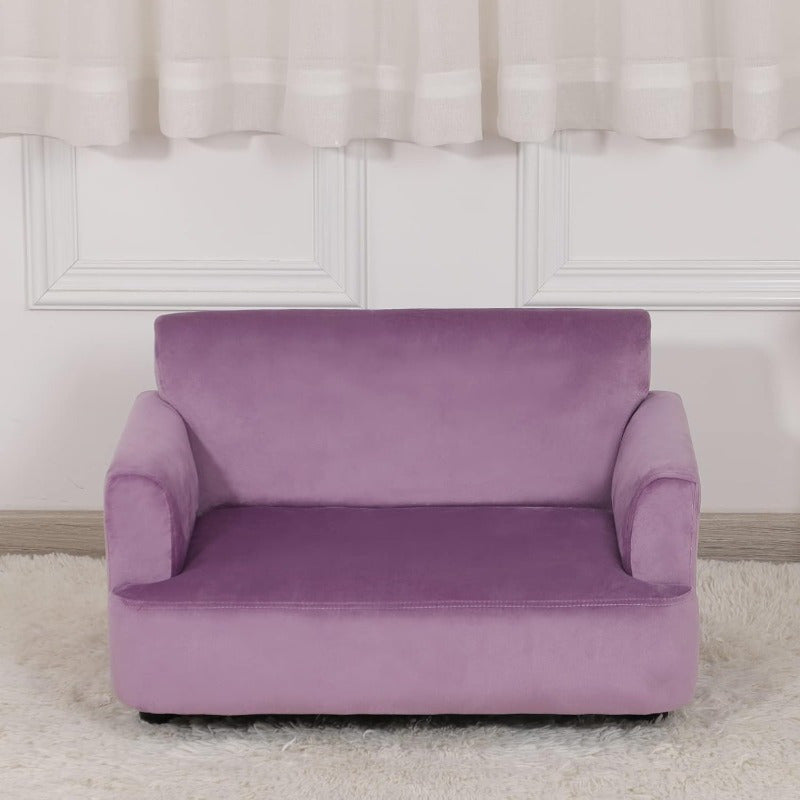 Purple Faux Fur Dog Bed & Cat Couch - Soft Velvet Fabric with Wooden Frame, Cozy Pet Sofa for Small Puppies, Plush Cushioned Design, Perfect for Indoor Relaxation, Cozy Home Decor, Plush Pet Furniture, Pet Lover Gift