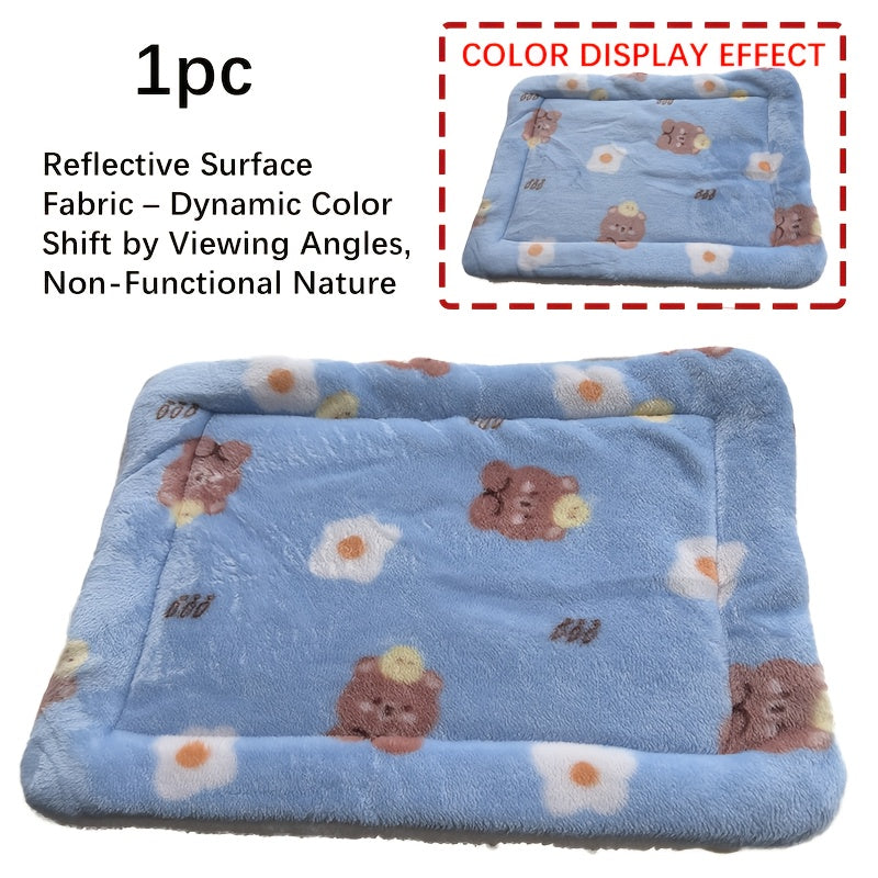 Extra Warm Winter Plush Pet Mat - Thick Soft Cushioned Bed with Cute, Non-Slip Washable Small animal mattress for Cats, Rabbits, Small Dogs - Easy Clean Indoor/Outdoor use, 45x35cm (17.7x13.8in), 3 Colors - Ideal Gift for Pet Lovers