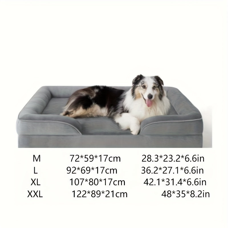 Large Dog Bed with Memory Foam, Rectangular Polyester Pet Bed for Deep Sleep, Assembled, Gray, Ideal for Small, Medium, and Large Breeds, Comfortable Dog Bed | Modern Dog Bed | Durable Dog Bed, Dog Beds
