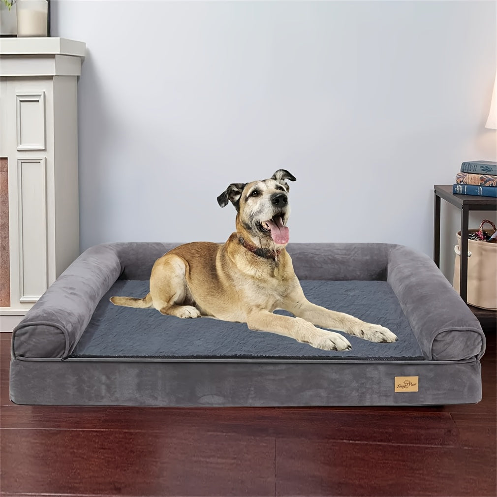 Large Sofa Dog Bed Hidden Zipper & Waterproof Lining-Ultra Plush, Orthopedic Memory Foam, Removable & Washable Cover, Anti-Slip Bottom, All-Season Comfort