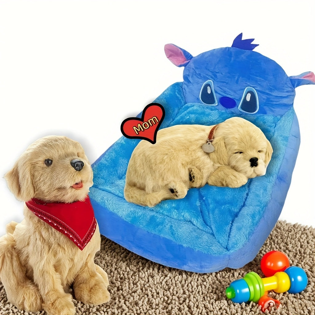 Disney Stitch All-Season Pet Sofa - Fluffy Dog Bed for Puppy & Kitten, Non-Slip Bottom, Removable Washable Cover, Supportive Cartoon Design Dog & Cat Bed, Cute Pet Home Gift for Dog Lovers, Small Dog Bed, Playful Design, Polyester Fabric