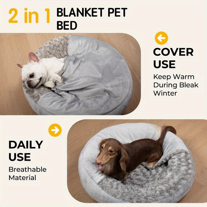 Small Dog Bed with Removable Washable Cover - Plush Donut Pet Bed, Non-Slip Bottom, Soft Cushioned Interior, Easy-Clean Crate for Puppies, French Bulldogs, Chihuahuas - Indoor/Outdoor Use, Space-Saving Design - Ideal for Apartments, Homes with Multiple