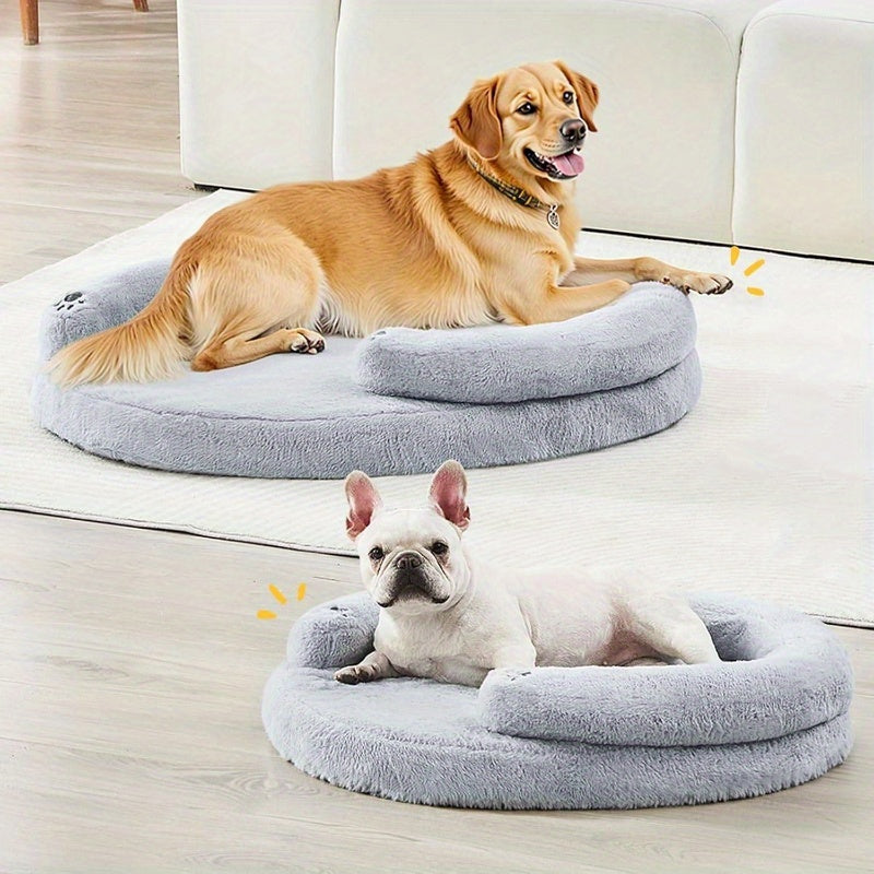 Pet Soft CuddleNest Orthopedic Dog Bed Small Medium Size Dog, High Quality Supportive Foam Cat Couch Bolster Pet Bed with Pillow, Removable Washable Cover, NonSlip Bottom, Grey