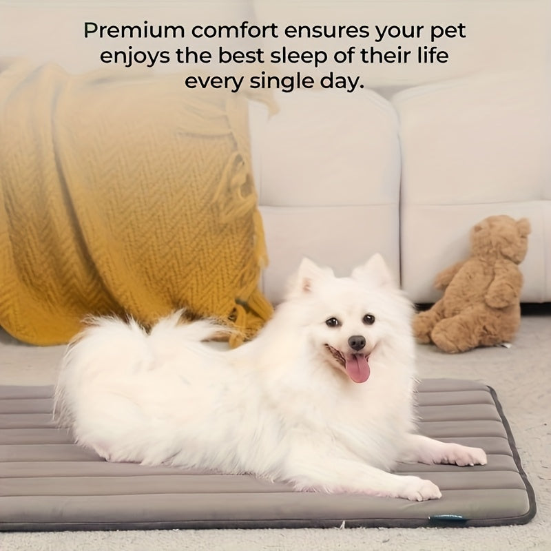 Extra Large Non-Slip High Quality Dog Bed Mat - Heavy Duty Pet Cushion with Soft Surface, Washable Spillproof Mat for Large, Medium, Small, Extra Small Dogs - All-Breed Indoor/Outdoor Bedding for,, Floors - Ideal for Crate or Free Space - Beige & Gray