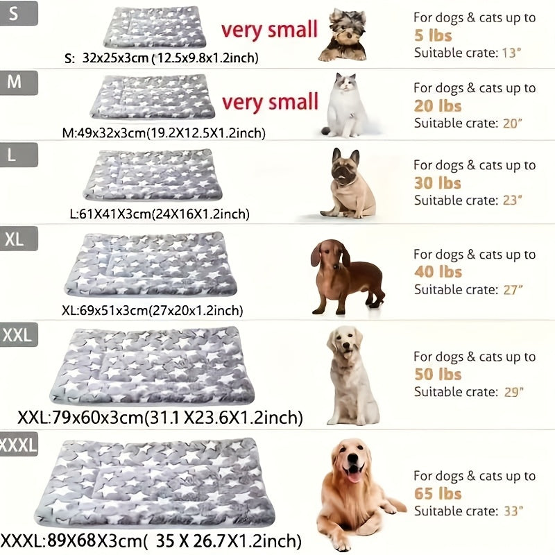Extra Thick Warm Plush Cat Blanket - Soft Polyester Rectangular Pet Bed with Star Pattern, Cozy Winter Bedding for Cats, Durable & Easy-Care Home Decor, Indoor Pet Comfort | Star Pattern Bed | Fluffy Texture, Cat Bed