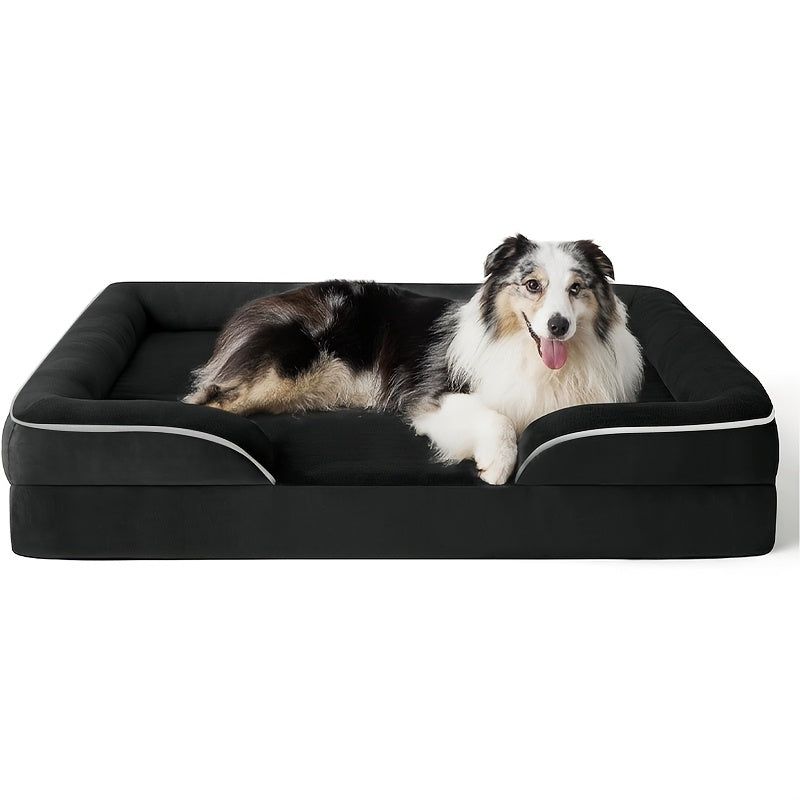 Super Large Dog Orthopedic Dog Bed Washable Dog Sofa Bed, Supporting Foam Pet Sofa Bed, Detachable & Washable, All-Season Use, Comfortable & Soft, Antiskid Bottom, Suitable for All Dog Sizes (Small, Medium, Large, Extra Large), Polyester Material, Easy