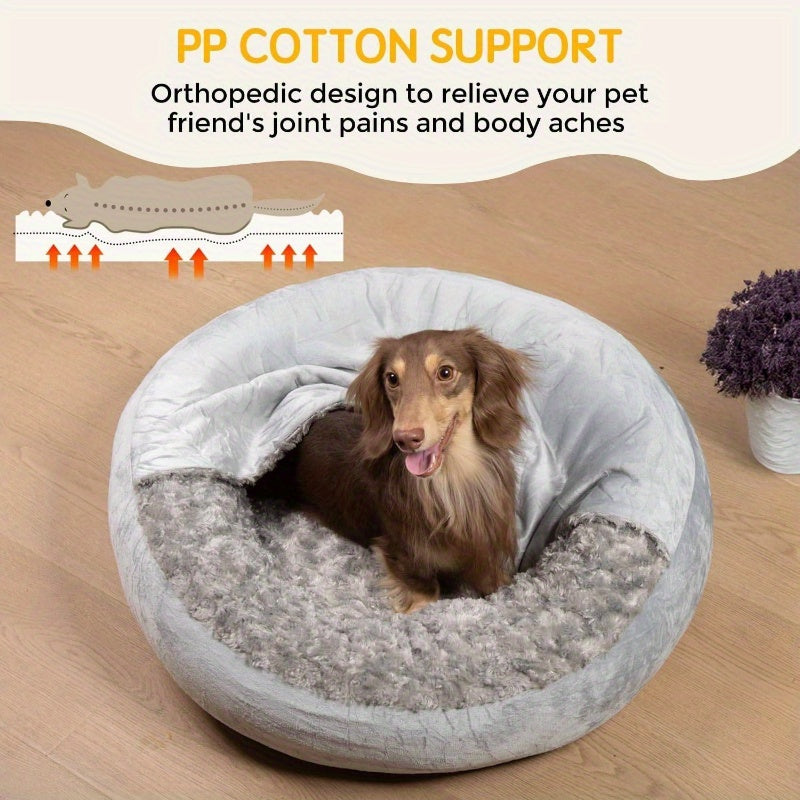 Small Dog Bed with Removable Washable Cover - Plush Donut Pet Bed, Non-Slip Bottom, Soft Cushioned Interior, Easy-Clean Crate for Puppies, French Bulldogs, Chihuahuas - Indoor/Outdoor Use, Space-Saving Design - Ideal for Apartments, Homes with Multiple
