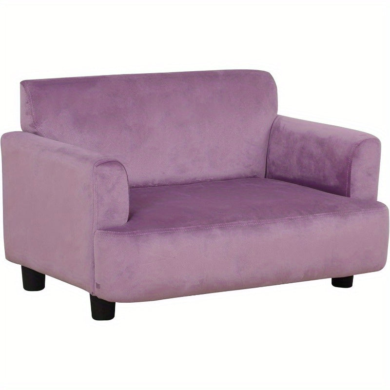 Purple Faux Fur Dog Bed & Cat Couch - Soft Velvet Fabric with Wooden Frame, Cozy Pet Sofa for Small Puppies, Plush Cushioned Design, Perfect for Indoor Relaxation, Cozy Home Decor, Plush Pet Furniture, Pet Lover Gift