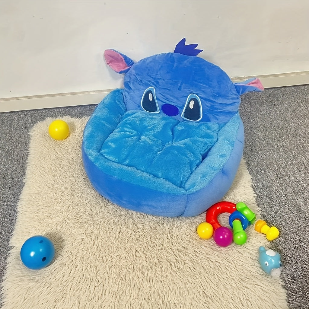 Disney Stitch All-Season Pet Sofa - Fluffy Dog Bed for Puppy & Kitten, Non-Slip Bottom, Removable Washable Cover, Supportive Cartoon Design Dog & Cat Bed, Cute Pet Home Gift for Dog Lovers, Small Dog Bed, Playful Design, Polyester Fabric