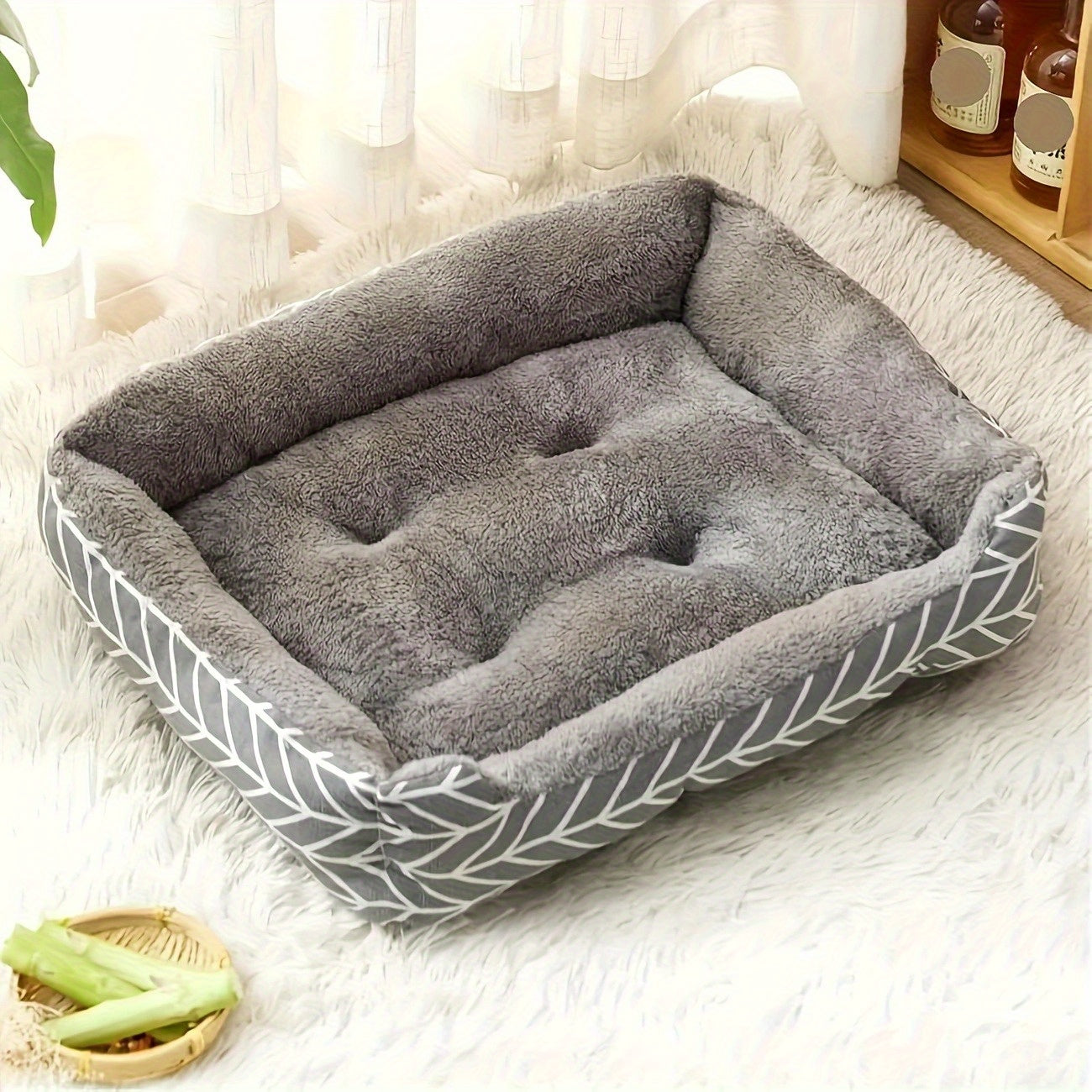 3 Sizes Available - Plush Dog Bed with Removable Washable Cover, Ergonomic Design for All-Season Comfort, Durable Polyester Indoor Pet Bed for Small to Medium Dogs & Cats, Pet Bed for Dogs, Cozy Pet Furniture, Soft Texture Cover