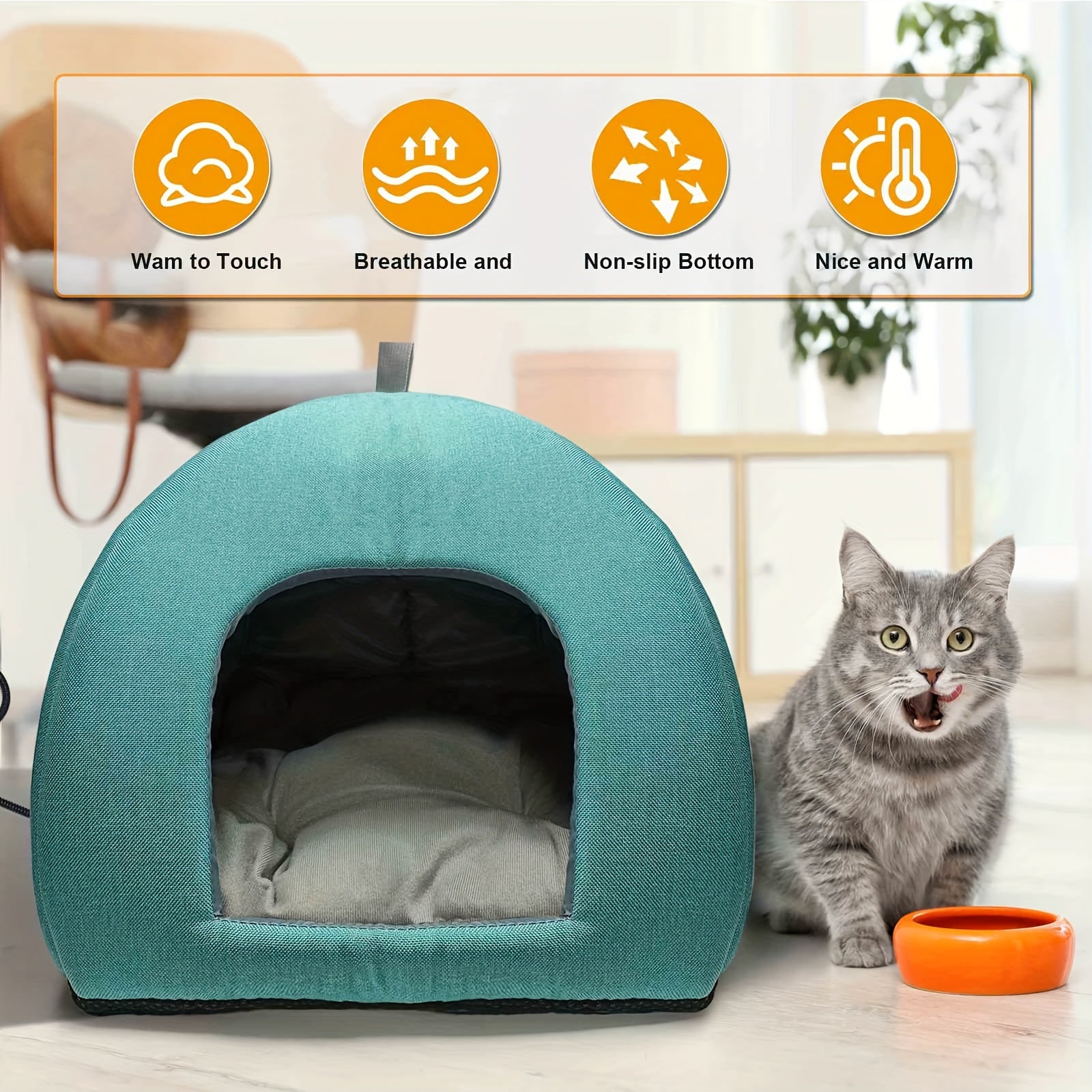 Cozy Cat Cave Bed for Indoor Cats - Soft Removable Washable Cushioned Pillow, No Assembly Needed Classic Design Cat Tent House for Small & Medium Pets, Pet Bed & Furniture