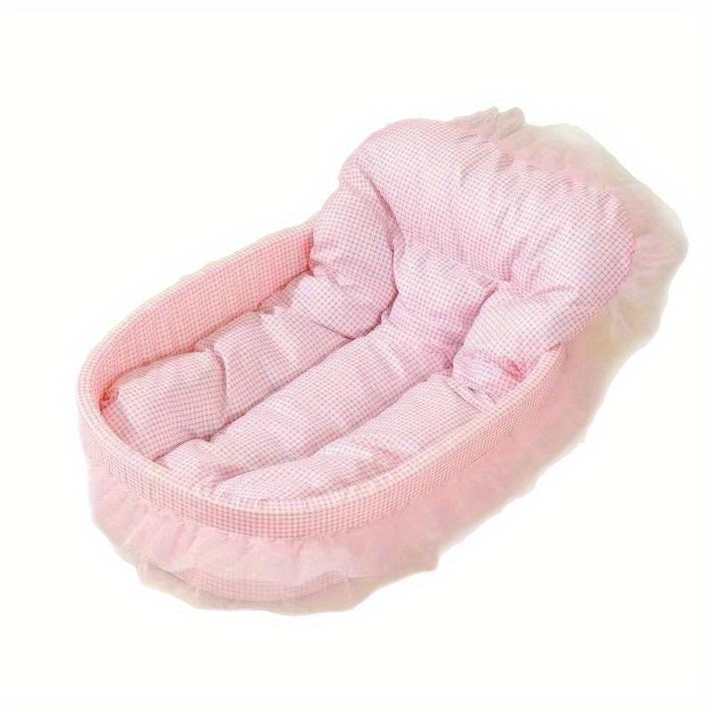 1pc Soft Plaid Cat Bed - Cozy Rectangular Pet Bed with Plush Cushion, Breathable Polyester Material in Pink, Blue, Green, Yellow - Ideal for Small to Medium Pets, Playful Pet Decor, Cat Bed Accessories, Pet Comfort, Stylish Pet Accessory, Durable Pet