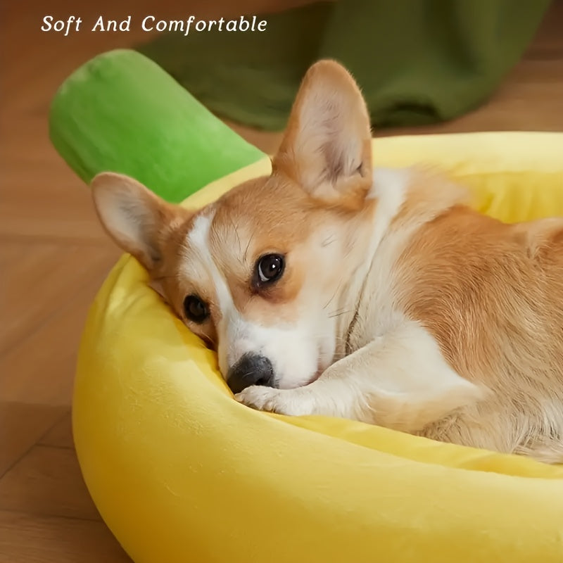1pc yellow banana boat nest can be disassembled and washed small and medium-sized cats and dogs general pet bed warm dog nest banana shaped nest