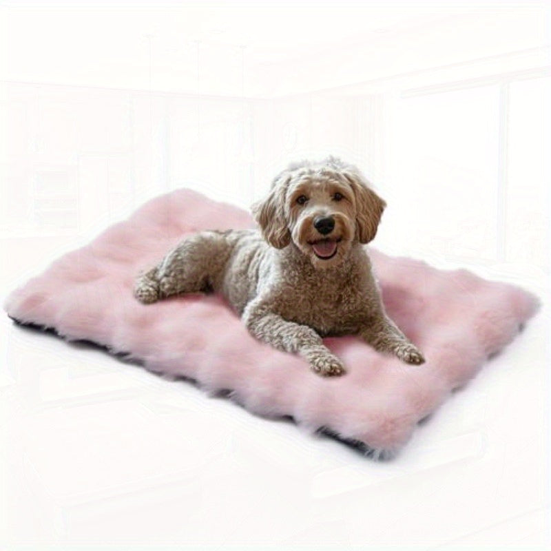 Luxurious Plush Dog Crate Pad for Medium Dogs - 30"x19" Anti-Slip Machine Washable Kennel Mat, Chew-Resistant Warm Puppy Cushion for Crate Training, Travel & Home Use, Pink, Dog Pads, Dogcomfort Bed