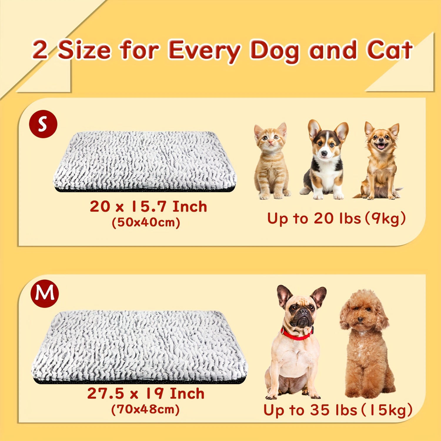 Extra Warm Dog Cat Pad, Soft Cat Bed Thermal Dog Cat Mat for Outdoor and Indoor Large Kittens Small Puppy Pets