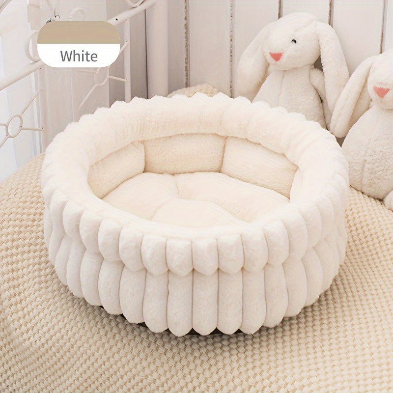 1pc Washable Donut Pet Bed for Cats & Small Dogs - Super Soft Round Litter Box with Non-Slip Bottom, Indoor Use, All-Season Comfort, Available in Multiple Sizes, Cat Litter Box, Cozy Cat Furniture, Decorative Cat Bed, Easyclean Material