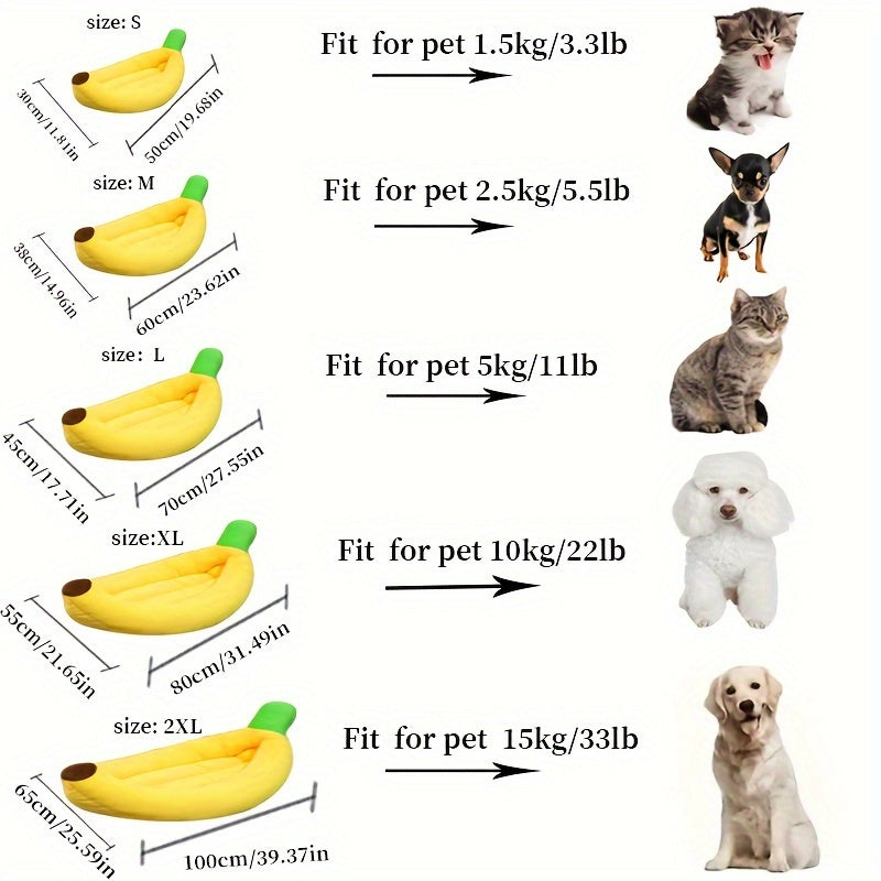 1pc yellow banana boat nest can be disassembled and washed small and medium-sized cats and dogs general pet bed warm dog nest banana shaped nest