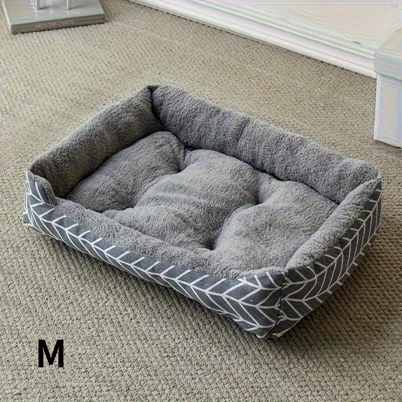 Cozy Gray Cat Bed with Diamond Pattern - Soft Polyester Pet Bed for Indoor Cats, Machine Washable & Durable, Perfect for Small Spaces, Cat Bed for Indoor Cats, Small Space Pet Bed, Modern Pet Furniture, Plush Pet Bed