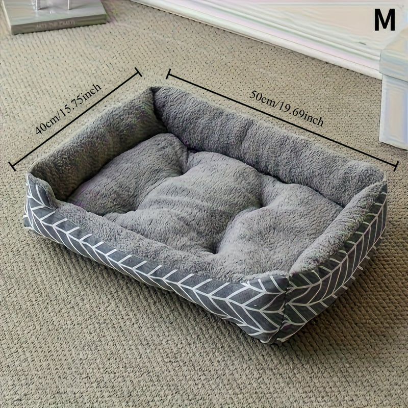 Cozy Gray Cat Bed with Diamond Pattern - Soft Polyester Pet Bed for Indoor Cats, Machine Washable & Durable, Perfect for Small Spaces, Cat Bed for Indoor Cats, Small Space Pet Bed, Modern Pet Furniture, Plush Pet Bed