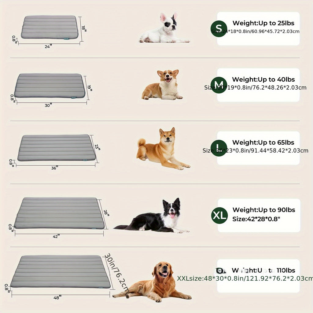 Extra Large Non-Slip High Quality Dog Bed Mat - Heavy Duty Pet Cushion with Soft Surface, Washable Spillproof Mat for Large, Medium, Small, Extra Small Dogs - All-Breed Indoor/Outdoor Bedding for,, Floors - Ideal for Crate or Free Space - Beige & Gray