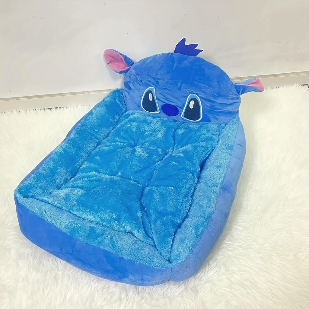 Disney Stitch All-Season Pet Sofa - Fluffy Dog Bed for Puppy & Kitten, Non-Slip Bottom, Removable Washable Cover, Supportive Cartoon Design Dog & Cat Bed, Cute Pet Home Gift for Dog Lovers, Small Dog Bed, Playful Design, Polyester Fabric