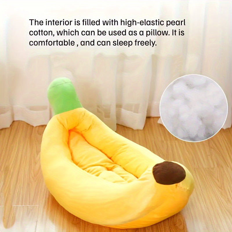 1pc yellow banana boat nest can be disassembled and washed small and medium-sized cats and dogs general pet bed warm dog nest banana shaped nest