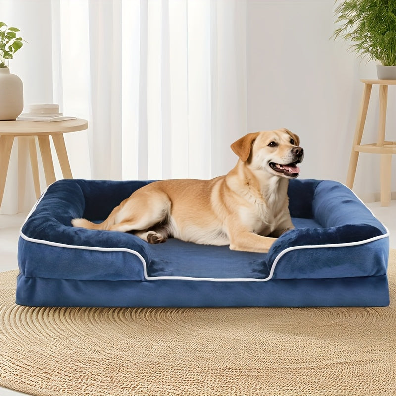 Super Large Dog Orthopedic Dog Bed Washable Dog Sofa Bed, Supporting Foam Pet Sofa Bed, Detachable & Washable, All-Season Use, Comfortable & Soft, Antiskid Bottom, Suitable for All Dog Sizes (Small, Medium, Large, Extra Large), Polyester Material, Easy