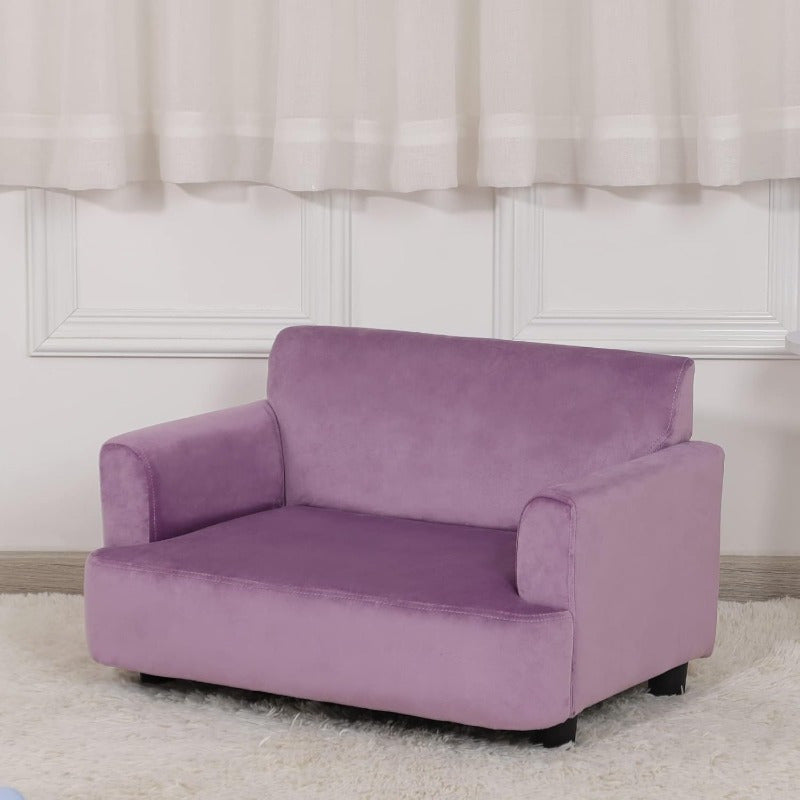 Purple Faux Fur Dog Bed & Cat Couch - Soft Velvet Fabric with Wooden Frame, Cozy Pet Sofa for Small Puppies, Plush Cushioned Design, Perfect for Indoor Relaxation, Cozy Home Decor, Plush Pet Furniture, Pet Lover Gift