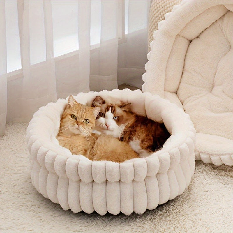 1pc Washable Donut Pet Bed for Cats & Small Dogs - Super Soft Round Litter Box with Non-Slip Bottom, Indoor Use, All-Season Comfort, Available in Multiple Sizes, Cat Litter Box, Cozy Cat Furniture, Decorative Cat Bed, Easyclean Material