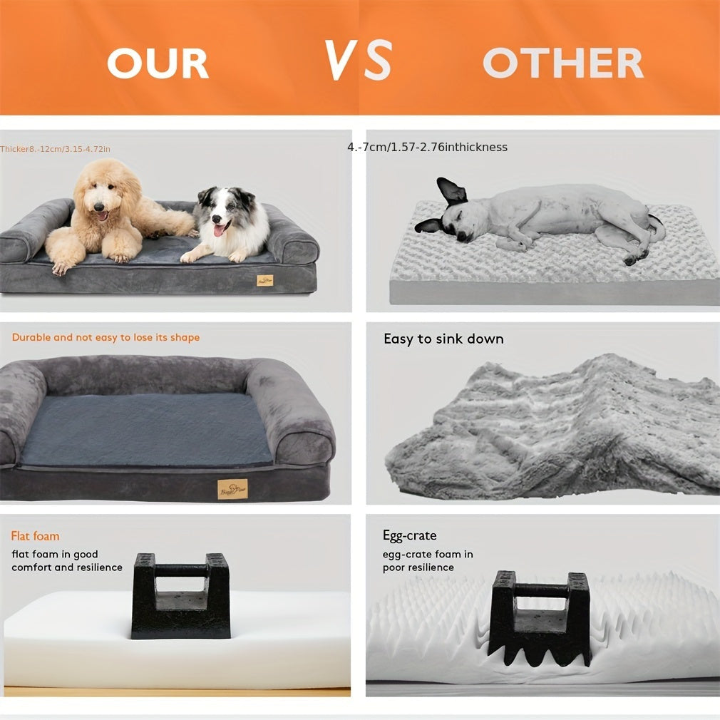 Large Sofa Dog Bed Hidden Zipper & Waterproof Lining-Ultra Plush, Orthopedic Memory Foam, Removable & Washable Cover, Anti-Slip Bottom, All-Season Comfort