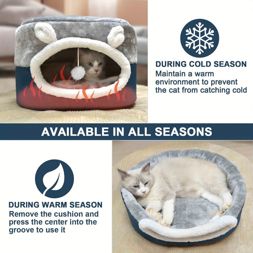 Calming Cat Bed for Indoor Cats - Small Cat Houes, 20 Inch, Washable, Non-Slip Round Fluffy Plush Pet Bed, Cylindrical Dog Bed for Pets Up to 15 Pounds