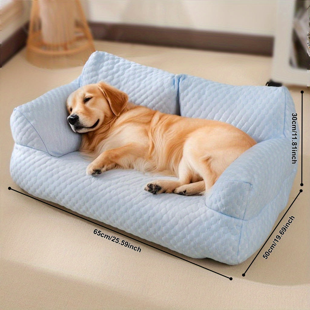 Ice Sliky Fiber Fabric Cooling Pet Bed, Breathable Washable Dog Sofa and Summer Sleep Mattress for Small/Medium/Large Cats & Dogs, Portable Dog Bed, Dog Bed Covers Washable, Dog Bed with Pillow, Dog Bed Cosy, Heavy Duty Dog Bed, Dog Lounge Bed, Extra