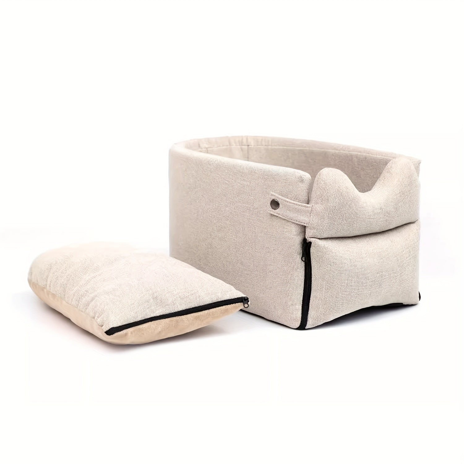 1pc Cozy Polyester Dog Bed with Removable Cover - Soft, Warm, and Secure Pet Car Seat for Small to Medium Breeds, Ideal for Traveling, Travel Comfort|Plush Interior|Secure Closure, Dog Bed for Car
