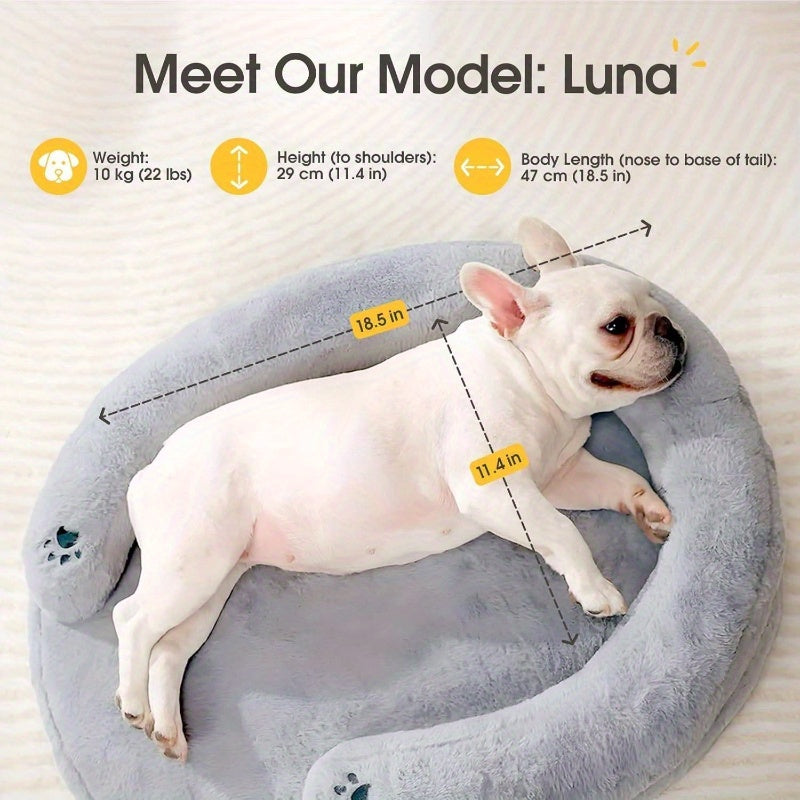 Pet Soft CuddleNest Orthopedic Dog Bed Small Medium Size Dog, High Quality Supportive Foam Cat Couch Bolster Pet Bed with Pillow, Removable Washable Cover, NonSlip Bottom, Grey