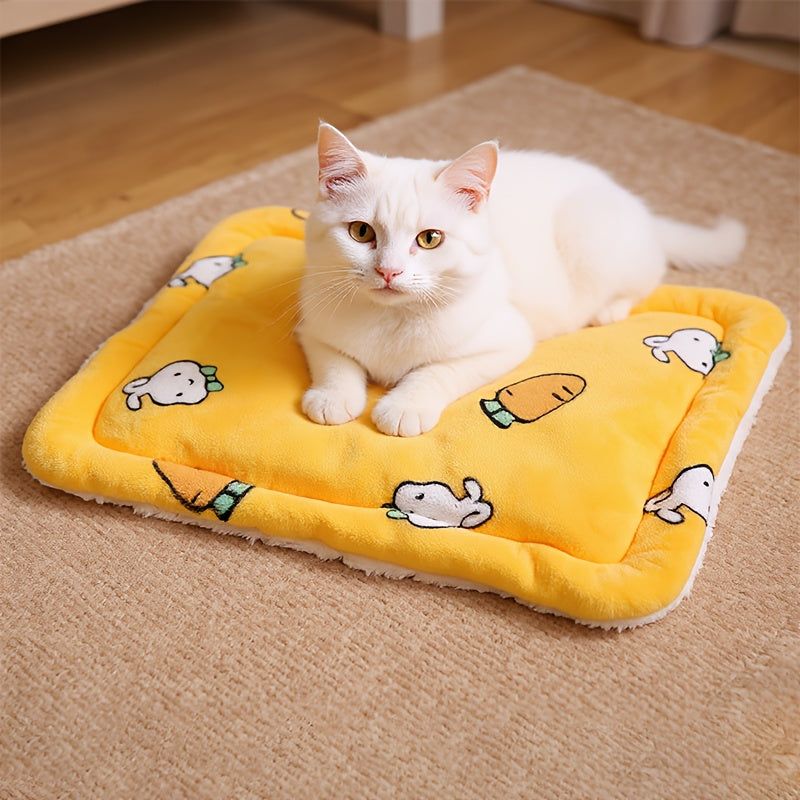Extra Warm Winter Plush Pet Mat - Thick Soft Cushioned Bed with Cute, Non-Slip Washable Small animal mattress for Cats, Rabbits, Small Dogs - Easy Clean Indoor/Outdoor use, 45x35cm (17.7x13.8in), 3 Colors - Ideal Gift for Pet Lovers