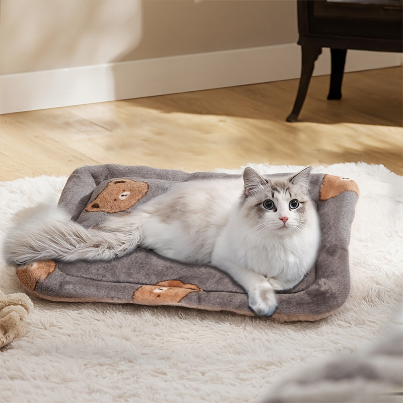 Extra Warm Winter Plush Pet Mat - Thick Soft Cushioned Bed with Cute, Non-Slip Washable Small animal mattress for Cats, Rabbits, Small Dogs - Easy Clean Indoor/Outdoor use, 45x35cm (17.7x13.8in), 3 Colors - Ideal Gift for Pet Lovers