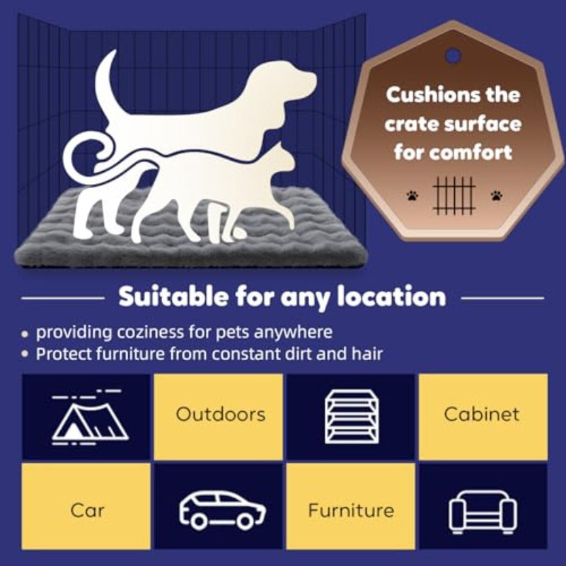 Luxurious Plush Dog Crate Pad for Medium Dogs - 30"x19" Anti-Slip Machine Washable Kennel Mat, Chew-Resistant Warm Puppy Cushion for Crate Training, Travel & Home Use, Pink, Dog Pads, Dogcomfort Bed