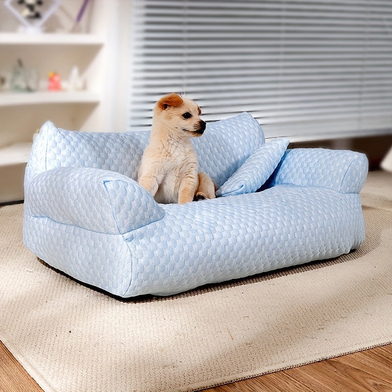 lezizi All-Season Pet Bed Sofa - Removable Washable Cover, Soft Polyester Cushion Pad, Lightweight & Portable Cat or Small Dog Bed for Indoor/Outdoor Use - Ideal for Kittens, Puppies, Cats, Small Dogs, Dog Couch Bed, Sofastyle Pet Furniture, Cooling Mesh
