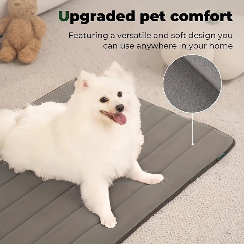 Extra Large Non-Slip High Quality Dog Bed Mat - Heavy Duty Pet Cushion with Soft Surface, Washable Spillproof Mat for Large, Medium, Small, Extra Small Dogs - All-Breed Indoor/Outdoor Bedding for,, Floors - Ideal for Crate or Free Space - Beige & Gray