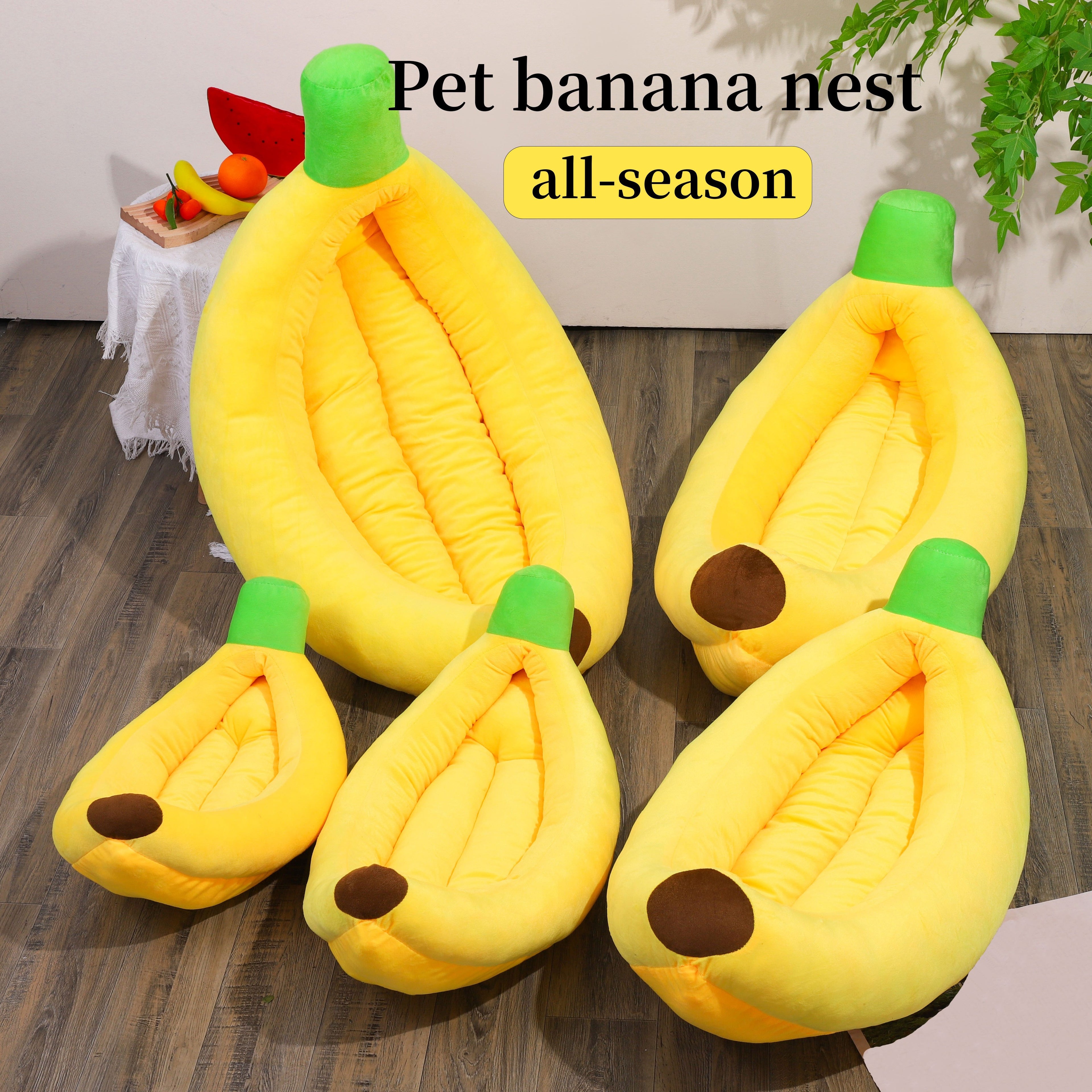 1pc yellow banana boat nest can be disassembled and washed small and medium-sized cats and dogs general pet bed warm dog nest banana shaped nest