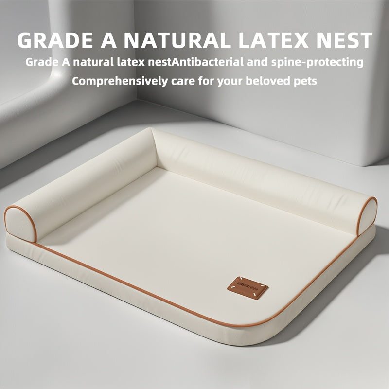 All-Season Tear-Resistant Dog Bed with Removable Washable Cover - Non-Shedding Latex-Filled Pet Nest for Medium & Large Dogs, Detachable Summer Pad, Durable Frame, Fits All Breeds (Easy-Clean Indoor/Outdoor Use), Indoor Outdoor Pets
