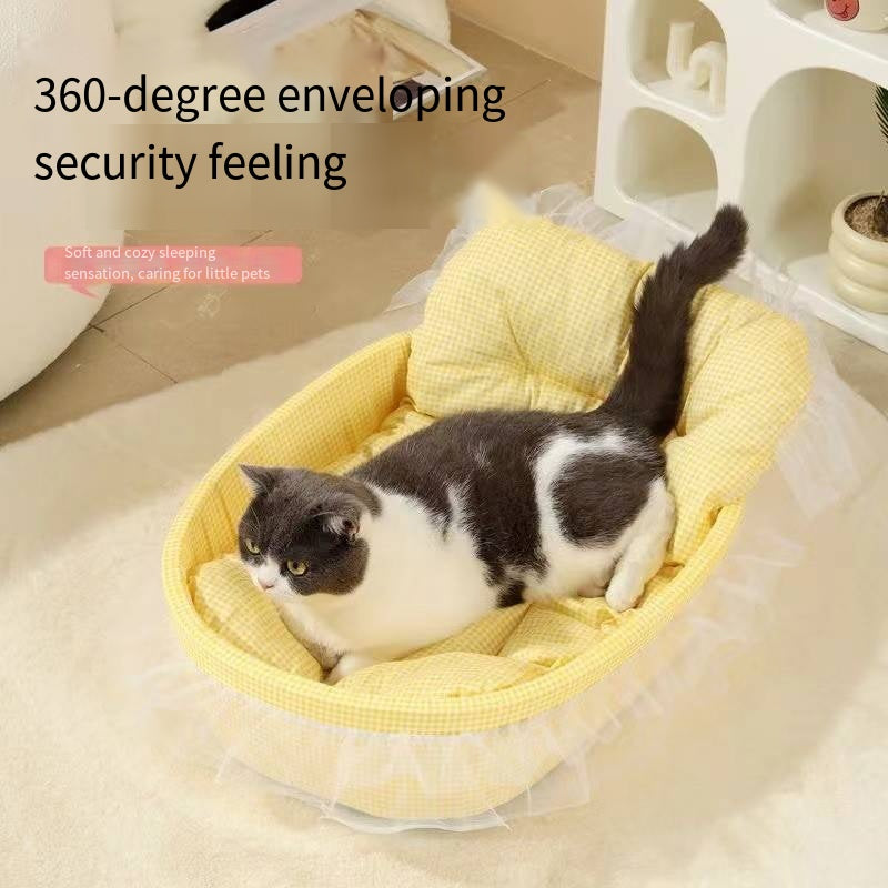 1pc Soft Plaid Cat Bed - Cozy Rectangular Pet Bed with Plush Cushion, Breathable Polyester Material in Pink, Blue, Green, Yellow - Ideal for Small to Medium Pets, Playful Pet Decor, Cat Bed Accessories, Pet Comfort, Stylish Pet Accessory, Durable Pet