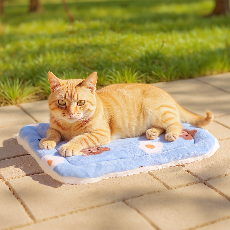 Extra Warm Winter Plush Pet Mat - Thick Soft Cushioned Bed with Cute, Non-Slip Washable Small animal mattress for Cats, Rabbits, Small Dogs - Easy Clean Indoor/Outdoor use, 45x35cm (17.7x13.8in), 3 Colors - Ideal Gift for Pet Lovers