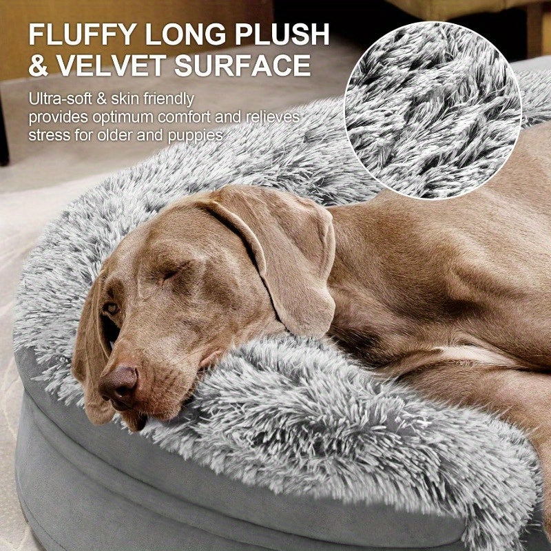 3.7 Inch Thickened Orthopedic Dog Bed for Extra Large Dogs - 28D EggCrate Foam, Removable Washable Cover, Lining, HalfRound Design with 3D Dog Sofa Bed for Puppy & Senior Sick Dogs