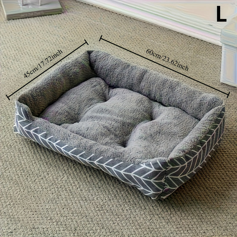 Cozy Gray Cat Bed with Diamond Pattern - Soft Polyester Pet Bed for Indoor Cats, Machine Washable & Durable, Perfect for Small Spaces, Cat Bed for Indoor Cats, Small Space Pet Bed, Modern Pet Furniture, Plush Pet Bed