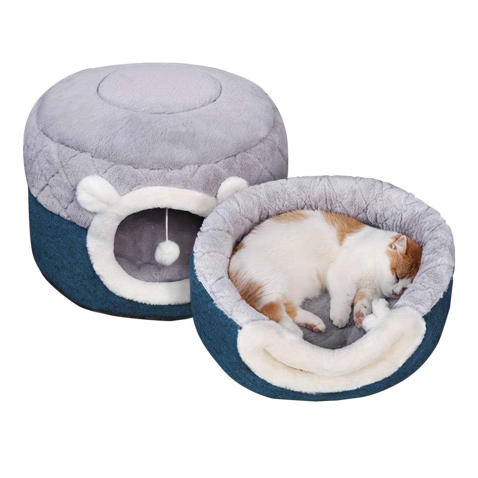 Calming Cat Bed for Indoor Cats - Small Cat Houes, 20 Inch, Washable, Non-Slip Round Fluffy Plush Pet Bed, Cylindrical Dog Bed for Pets Up to 15 Pounds