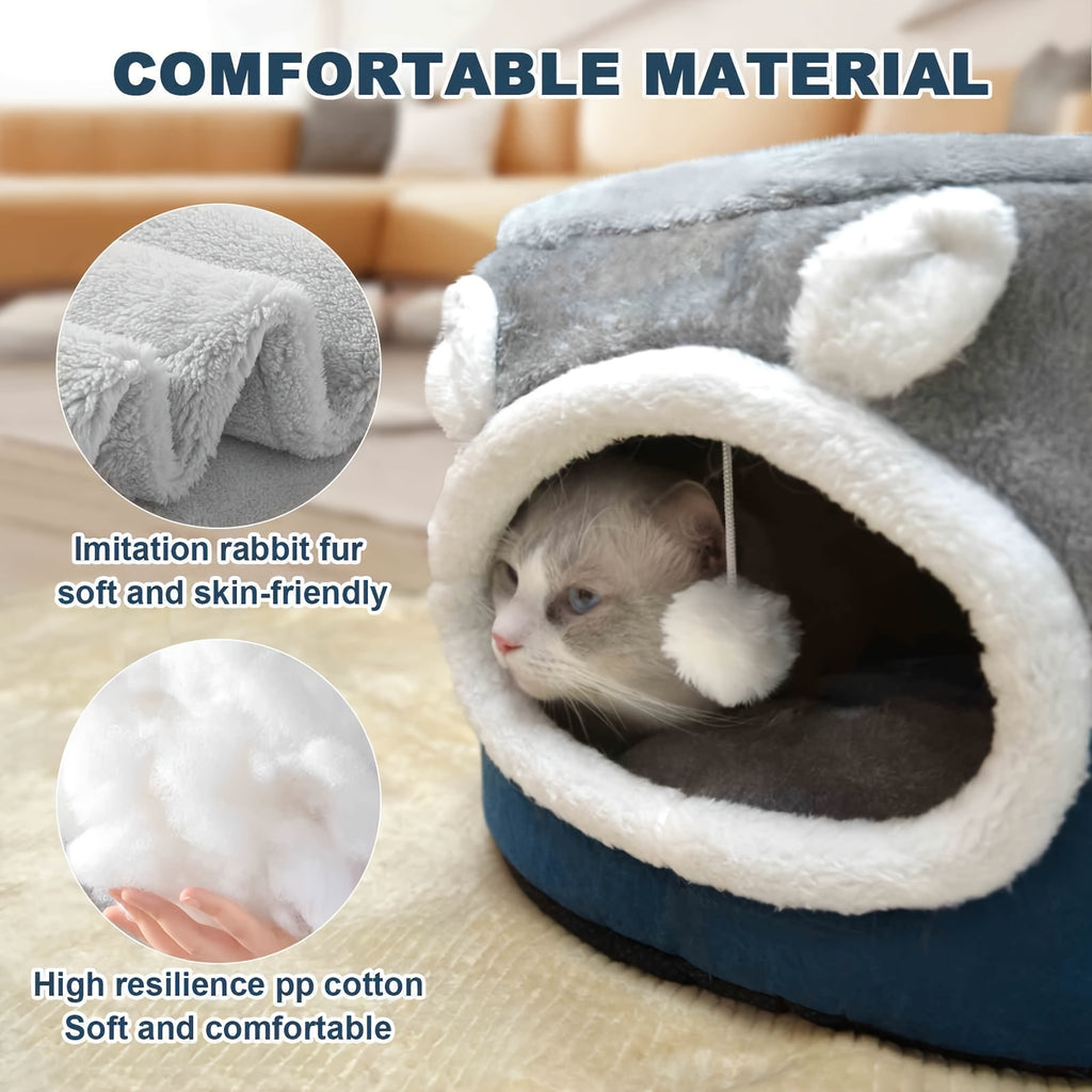 Calming Cat Bed for Indoor Cats - Small Cat Houes, 20 Inch, Washable, Non-Slip Round Fluffy Plush Pet Bed, Cylindrical Dog Bed for Pets Up to 15 Pounds