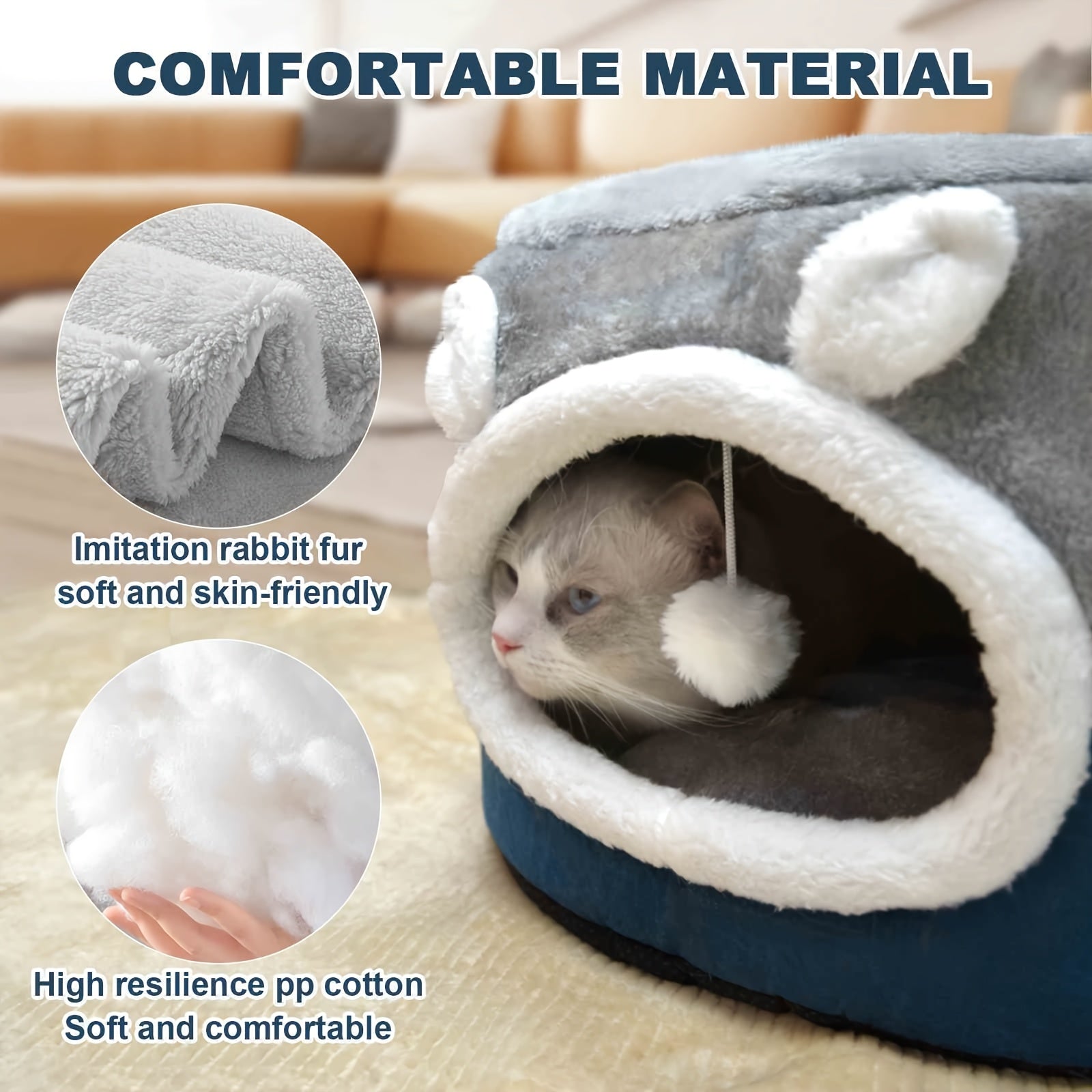 Calming Cat Bed for Indoor Cats - Small Cat Houes, 20 Inch, Washable, Non-Slip Round Fluffy Plush Pet Bed, Cylindrical Dog Bed for Pets Up to 15 Pounds